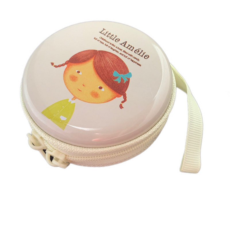جعبه دکوری مدل قوطی فلزی زیپی طرح littele amelie کد 7