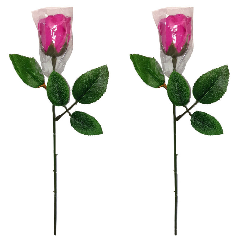 گل مصنوعی رز معطر مدل غنچه از فوم مرغوب، با رایحه دائمی و ابعاد 37x10x4 سانتی‌متر، مناسب گل‌آرایی، دکور و هدیه، دو عددی