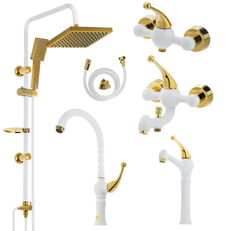 ست شیرآلات کویران آذر مدل پاریس کد B-02 مجموعه 6 عددی